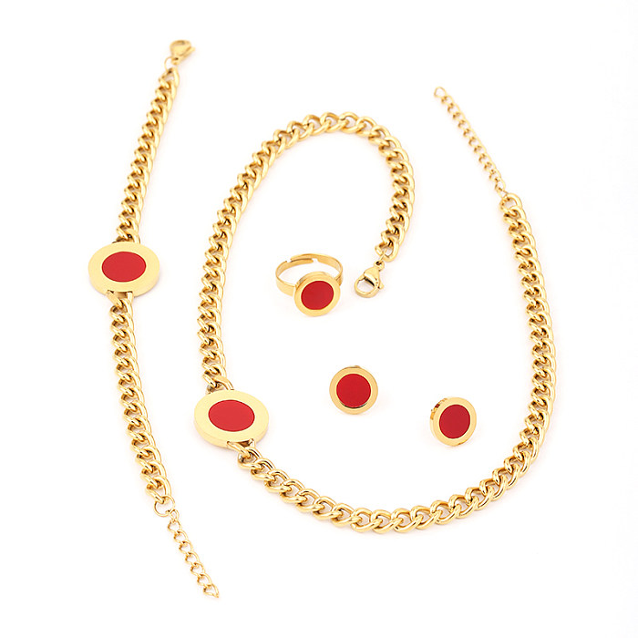 Streetwear-Halskette mit runden Ringen und Ohrringen aus Titanstahl