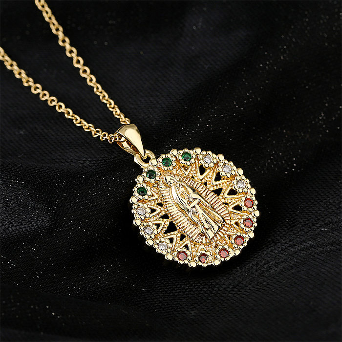 Nueva joyería religiosa, collar dorado de la Virgen María, collar de circón para mujer, venta al por mayor