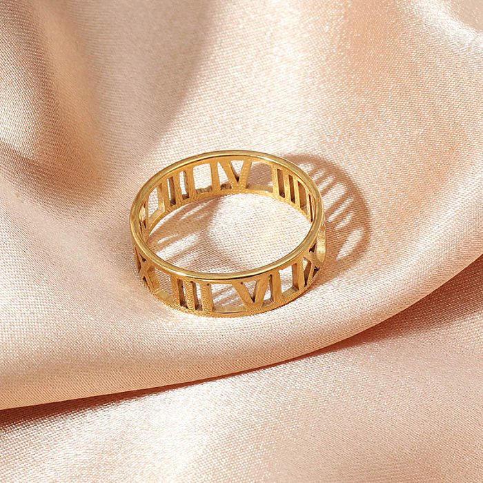 خاتم رقمي روماني مخرم من الفولاذ المقاوم للصدأ