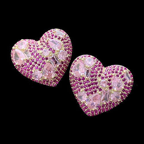 1 par de brincos de orelha em forma de coração estilo fada com zircônia de cobre