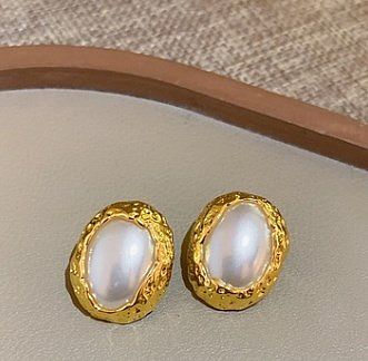 1 Pair Glam Retro Oval Heart Shape Flower Plating Inlay Copper Resin Pearl Zircon Earrings