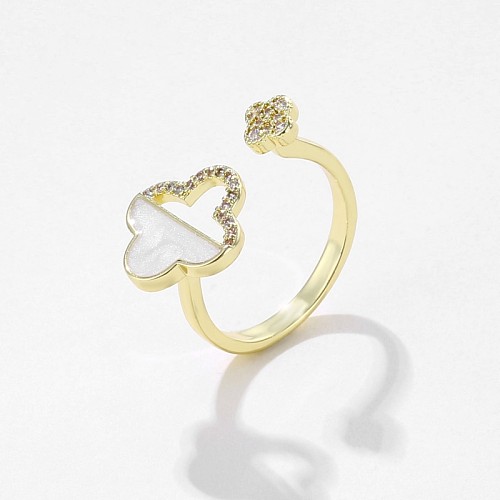 Simple Style Four Leaf Clover Butterfly Copper Plating Inlay Zircon Open Rings