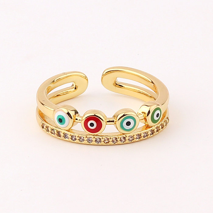 Fashion Devil'S Eye Fish Tail Copper Open Ring Inlaid Zircon Copper Rings