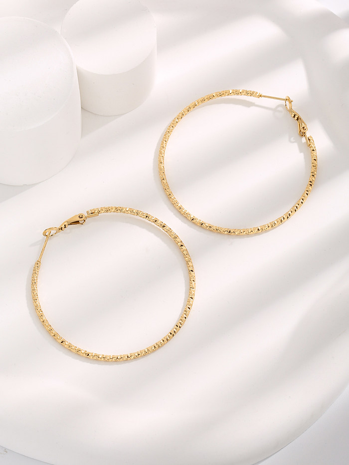 1 paire de boucles d'oreilles créoles en cuivre plaqué or, Style Simple et exagéré, cercle, couleur unie