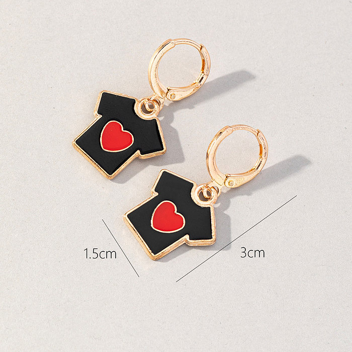 1 Pair Casual Simple Style Heart Shape Clothes Enamel Copper Drop Earrings