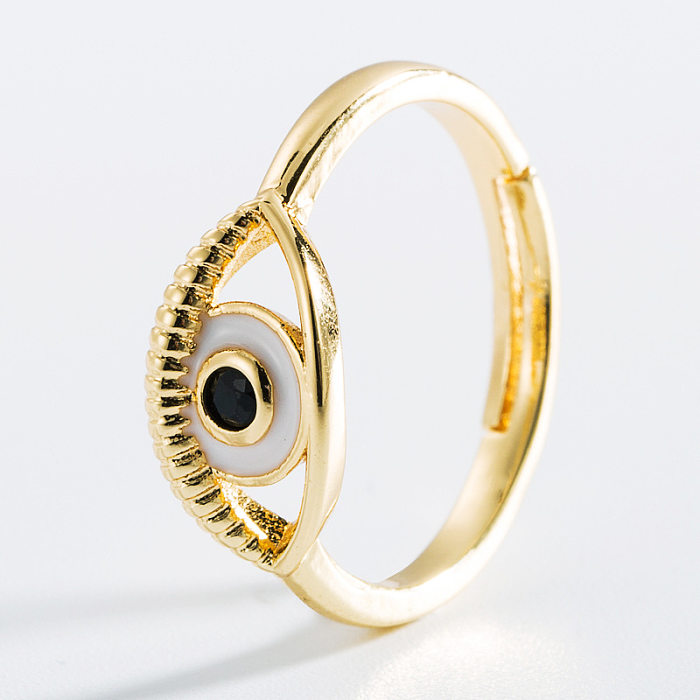 Moda cobre banhado a ouro micro-conjunto zircão anel geométrico simples tendência anel acessórios