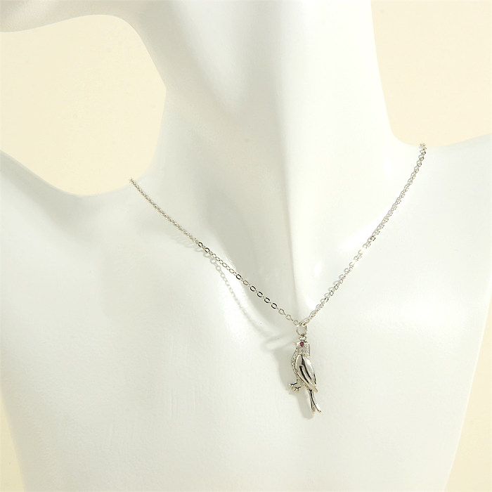 Collier pendentif en Zircon plaqué or 18 carats, Style Simple et mignon, en cuivre, oiseau, en vrac