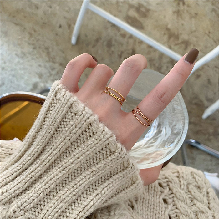 INS Style French Style Geometric Stainless Steel Rings