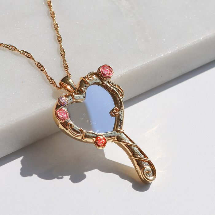 Cute Heart Shape Copper Plating 18K Gold Plated Pendant Necklace