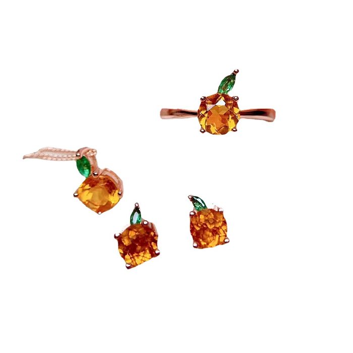1 pièce 1 paire Style Simple fruits cuivre placage femmes anneaux boucles d'oreilles collier