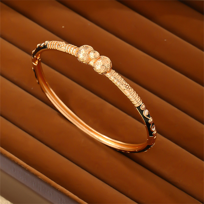 Lässiger eleganter Vintage-Stil runder Kupfer-Emaille-Beschichtung vergoldeter Armband-Armreif