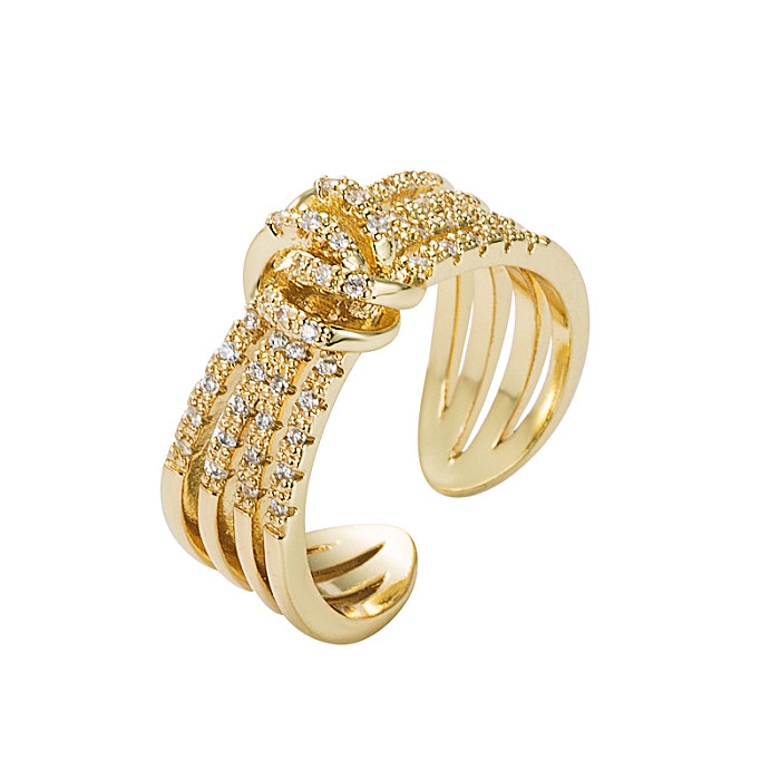 Fashion Leaves Kupfer vergoldeter Zirkon offener Ring 1 Stück