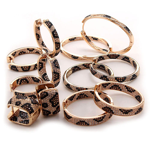1 Pair IG Style Leopard Plating Inlay Copper Zircon Gold Plated Earrings