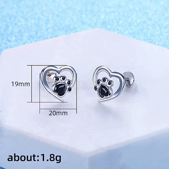 1 Pair Cartoon Style Heart Shape Copper Ear Studs