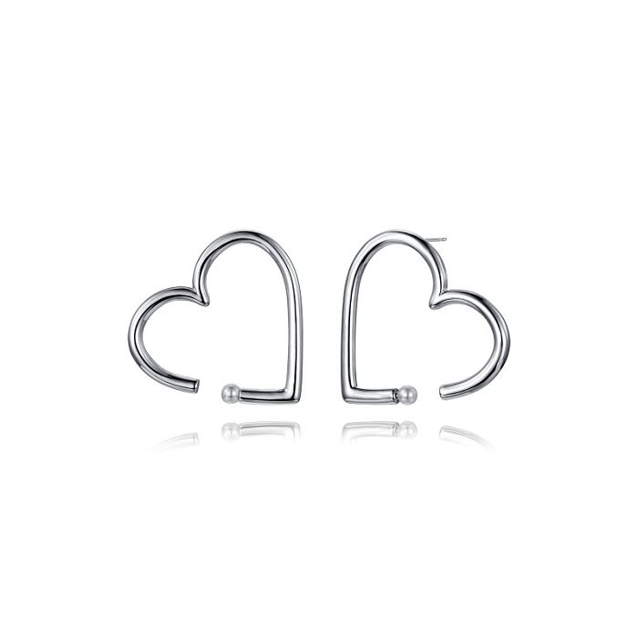 1 Pair IG Style Heart Shape Polishing Plating Copper Platinum Plated Ear Studs
