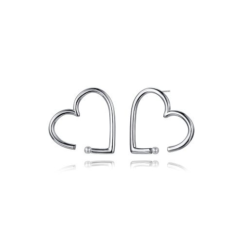 1 paire de clous d'oreilles en cuivre plaqué platine, Style IG, en forme de cœur, polissage