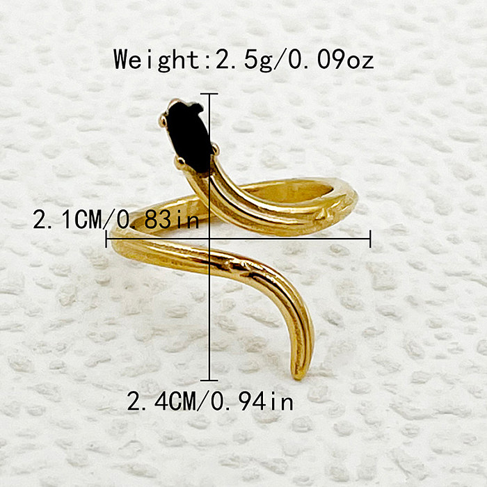Wholesale Elegant Retro Simple Style Snake Stainless Steel Plating Inlay Gold Plated Zircon Open Rings