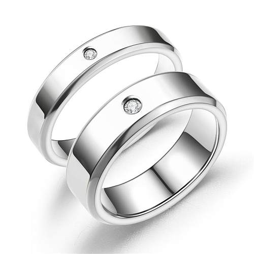 Nuevo Anillo de pareja de anillo de diamante de alta calidad biselado doble de acero