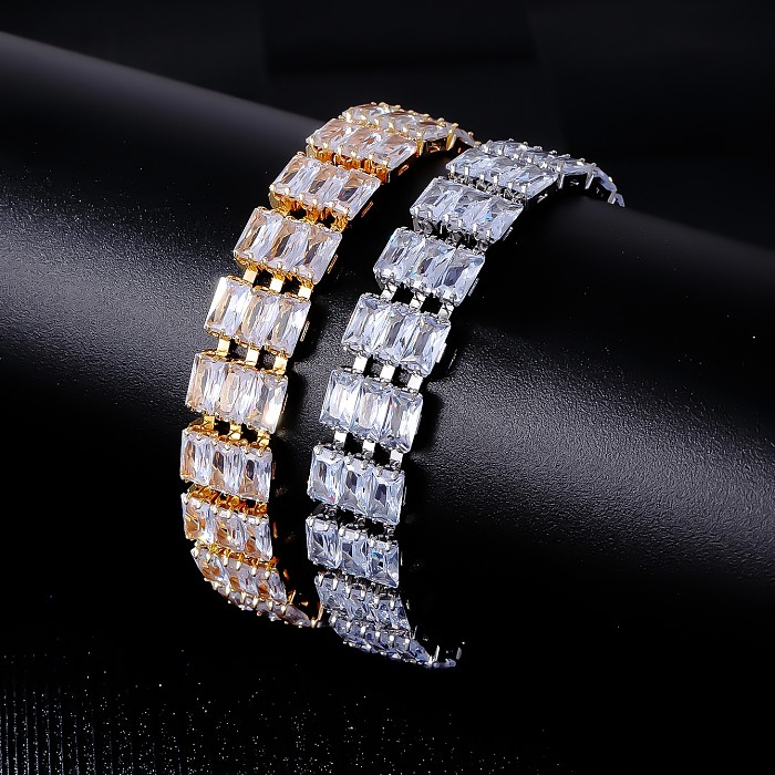 Sweet Simple Style Solid Color Copper Plating Inlay Zircon White Gold Plated Gold Plated Bracelets