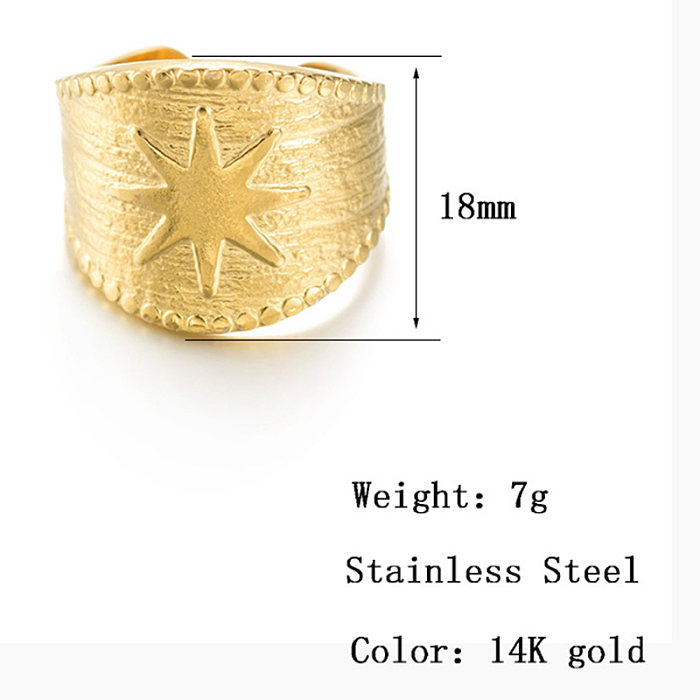 Vintage Style Star Stainless Steel Open Ring Plating Stainless Steel Rings