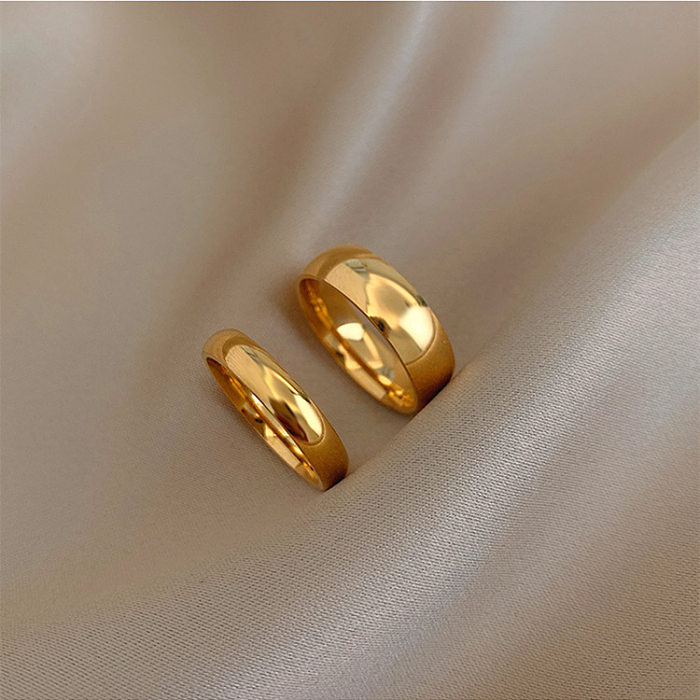 Simple Style Round Titanium Steel Gold Plated Rings
