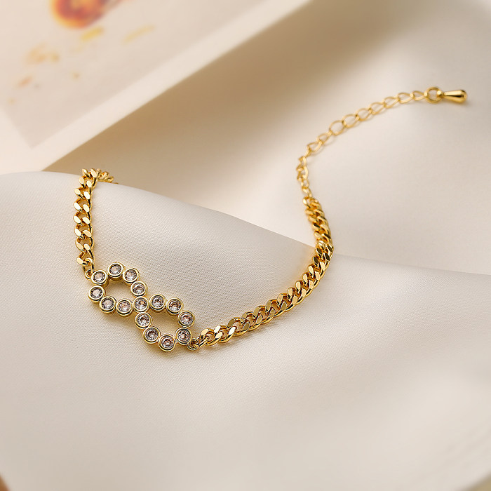 Bracelets plaqués or 18 carats en cuivre et émail, Style Simple, œil du diable, en forme de cœur, incrustation de Zircon