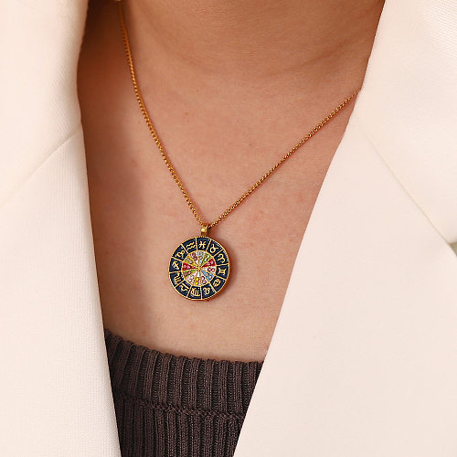 Collier pendentif plaqué or 18 carats, Style Streetwear Simple, Constellation, incrustation de pierres précieuses artificielles