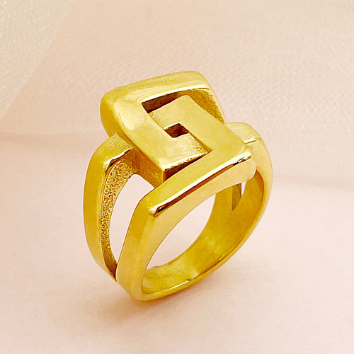 Schlichter Stil, quadratische, vergoldete Ringe mit Edelstahlbeschichtung