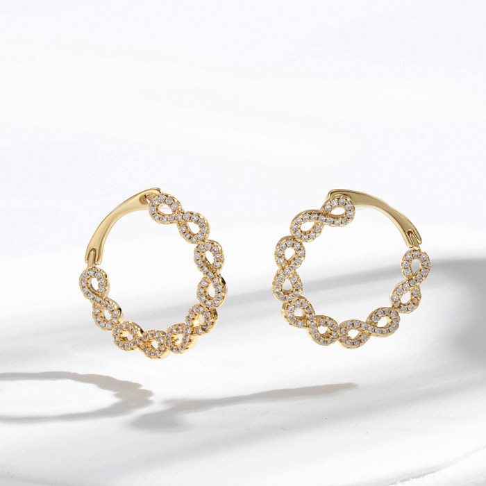 1 Pair Modern Style V Shape Sector Inlay Copper Zircon Earrings