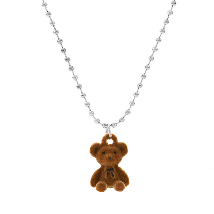 Simple Style Commute Bear Copper Plating Inlay Crystal Rhinestones Zircon 18K Gold Plated Gold Plated Silver Plated Pendant Necklace