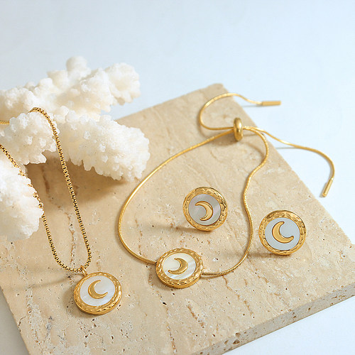 Style coréen lune titane acier placage Bracelets boucles d'oreilles collier