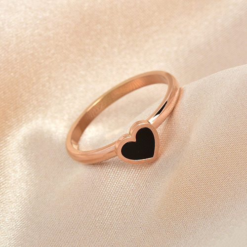 Anéis de concha com embutimento de aço de titânio em formato de coração da moda