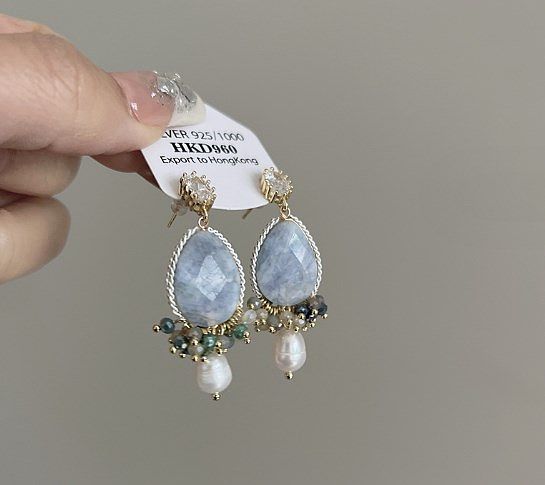 1 Pair Simple Style Water Droplets Inlay Copper Zircon Drop Earrings