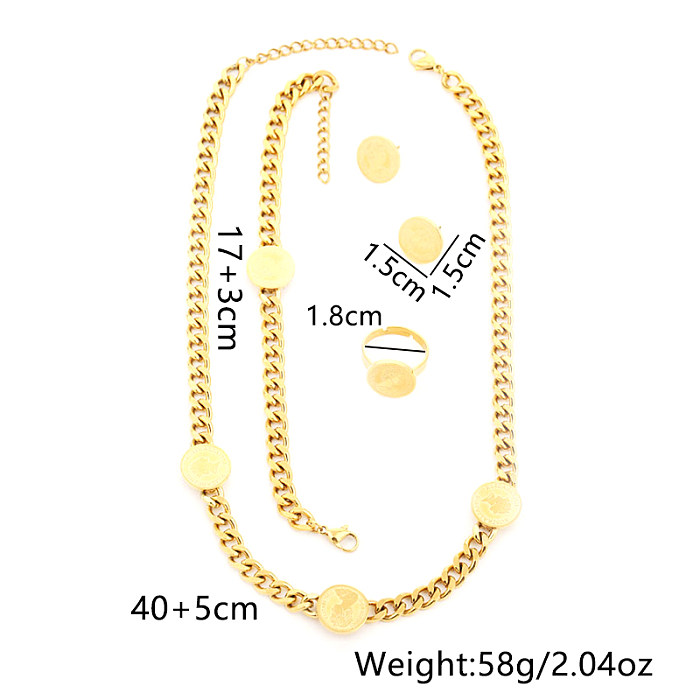 Grundlegende Retro-moderne Art-geometrische Titanstahl-Ring-Armband-Halskette