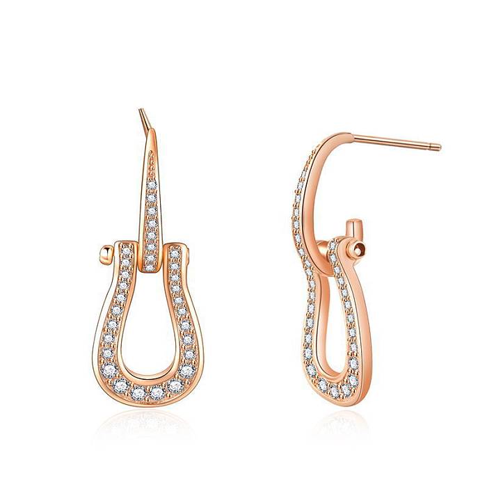 1 Pair Vintage Style Water Droplets Solid Color Plating Inlay Copper Zircon Drop Earrings