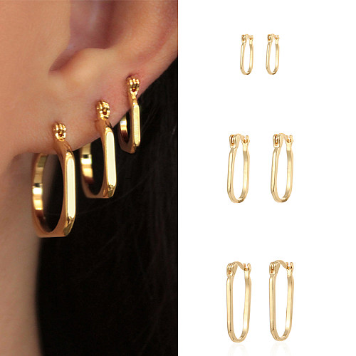 INS-Stil, schlichter Stil, cooler Stil, geometrische Ohrringe mit Kupferbeschichtung, 1 Paar
