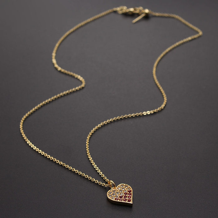 Elegant Lady Modern Style Heart Shape Copper Zircon Pendant Necklace In Bulk