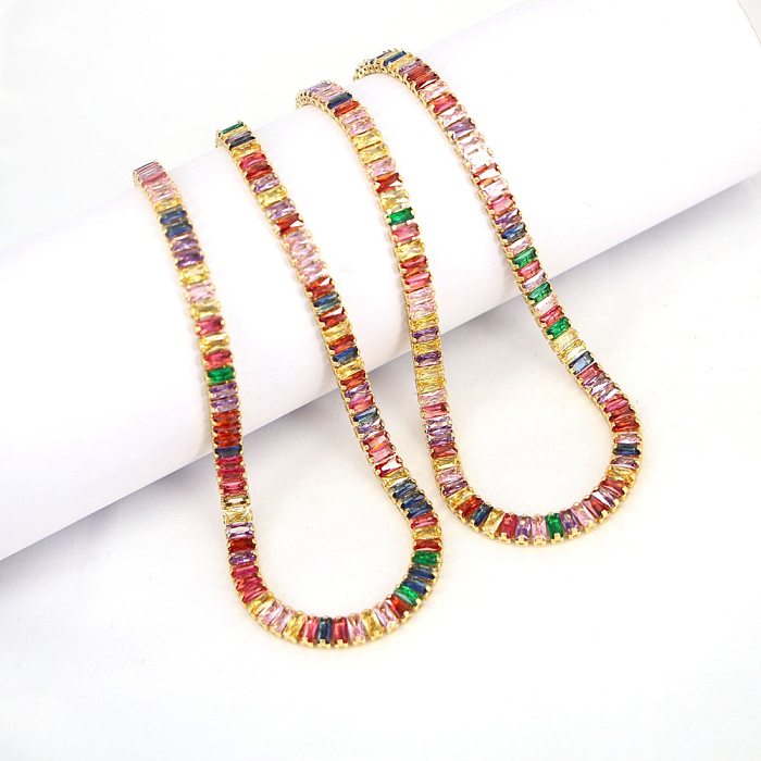 Fashion Tennis Chain 6mm Color Zircon Tennis Chain Single Row Necklace