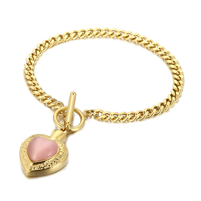 Modische Herzform-Edelstahl-Inlay-Opal-Armband-Halskette