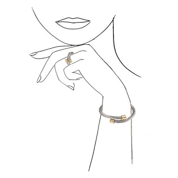 Brincos de pulseiras de anéis femininos de aço inoxidável com listra espiral estilo vintage