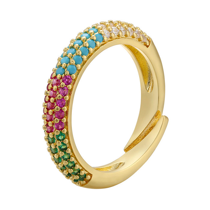 Großhandel Mode geometrische Mikro-Intarsien farbigen Diamant-Ring-Schmuck