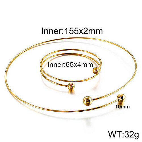 European And American New Style Stainless Steel Jewelry Set Round Bead Steel Wire Jewelry