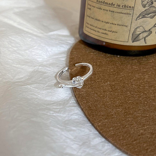 Anéis abertos de zircão com embutimento de cobre em formato de coração estilo simples casual