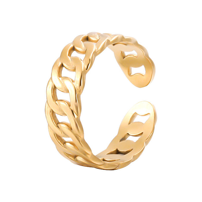 Elegant Solid Color Stainless Steel Plating Chain Open Ring