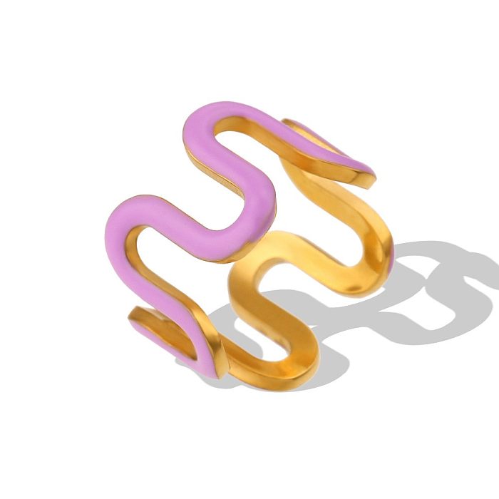 Schlichter Stil, einfarbig, Edelstahl, 18 Karat vergoldet, Perlen-Zirkon-Ringe in großen Mengen