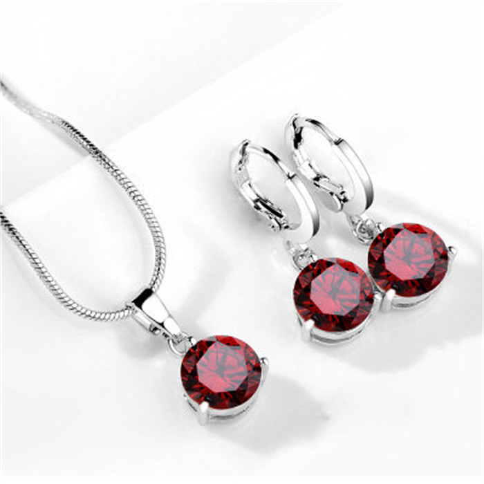 Lady Simple Style Classic Style Round Copper Plating Inlay Zircon Earrings Necklace