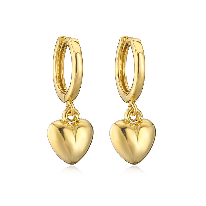 Ensemble de bijoux pour femmes en placage de cuivre en forme de cœur de style simple