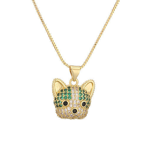 IG Style Simple Style Dog Copper Plating Inlay Zircon Gold Plated Pendant Necklace