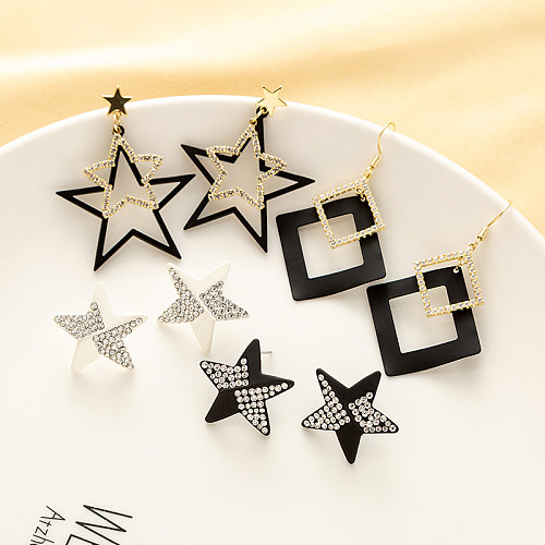 1 Pair Glam Simple Style Star Plating Inlay Copper Zircon 18K Gold Plated Drop Earrings