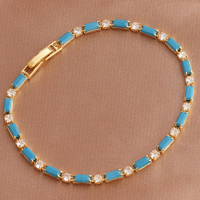 Colar de pulseiras femininas de zircão embutido de cobre geométrico retrô